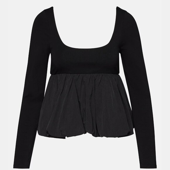 Steve Madden Women's Avielle Long-Sleeve Peplum Top - Black NWT XL - Picture 1 of 6